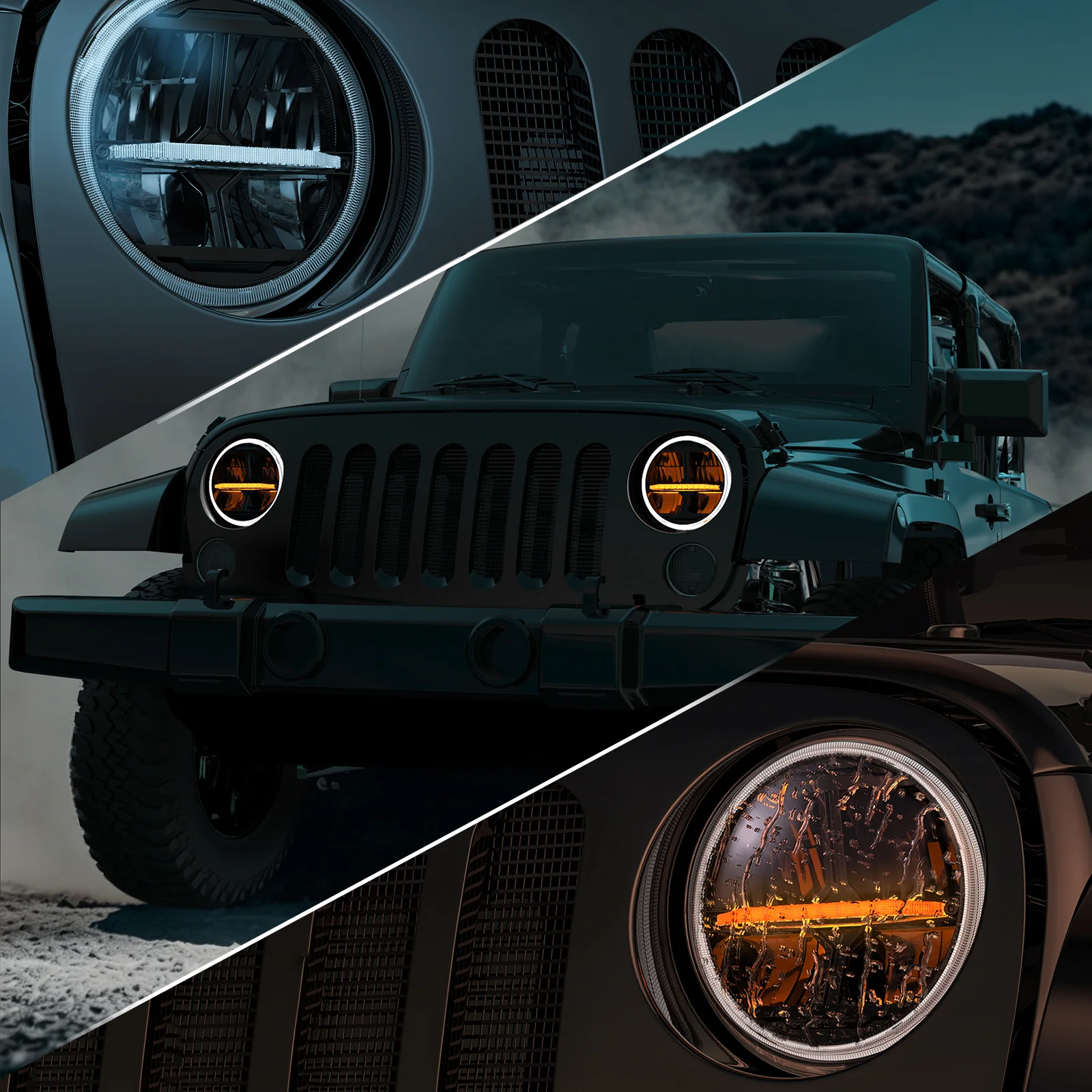 loyo storm 7 inch led headlight for jeep jk with halo drl and turn signal 2 loyo storm 7 inch led headlight for jeep jk with halo drl and turn signal 2